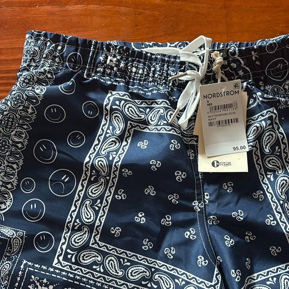 Bather Men's Blue and White Patterned Swim Trunks - Picture 1 of 5